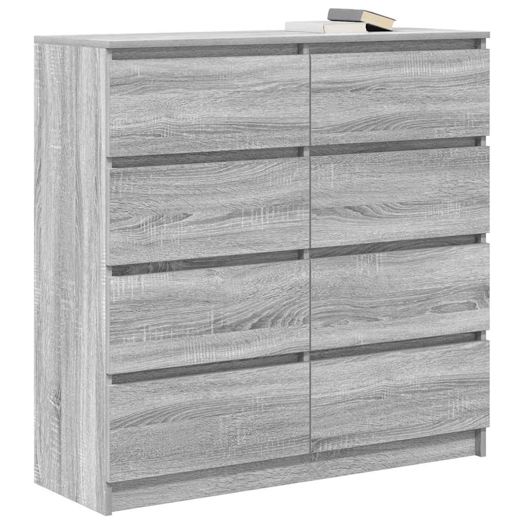 vidaXL Dressoir 100x35x99 cm spaanplaat zwart eikenkleurig - Aashly