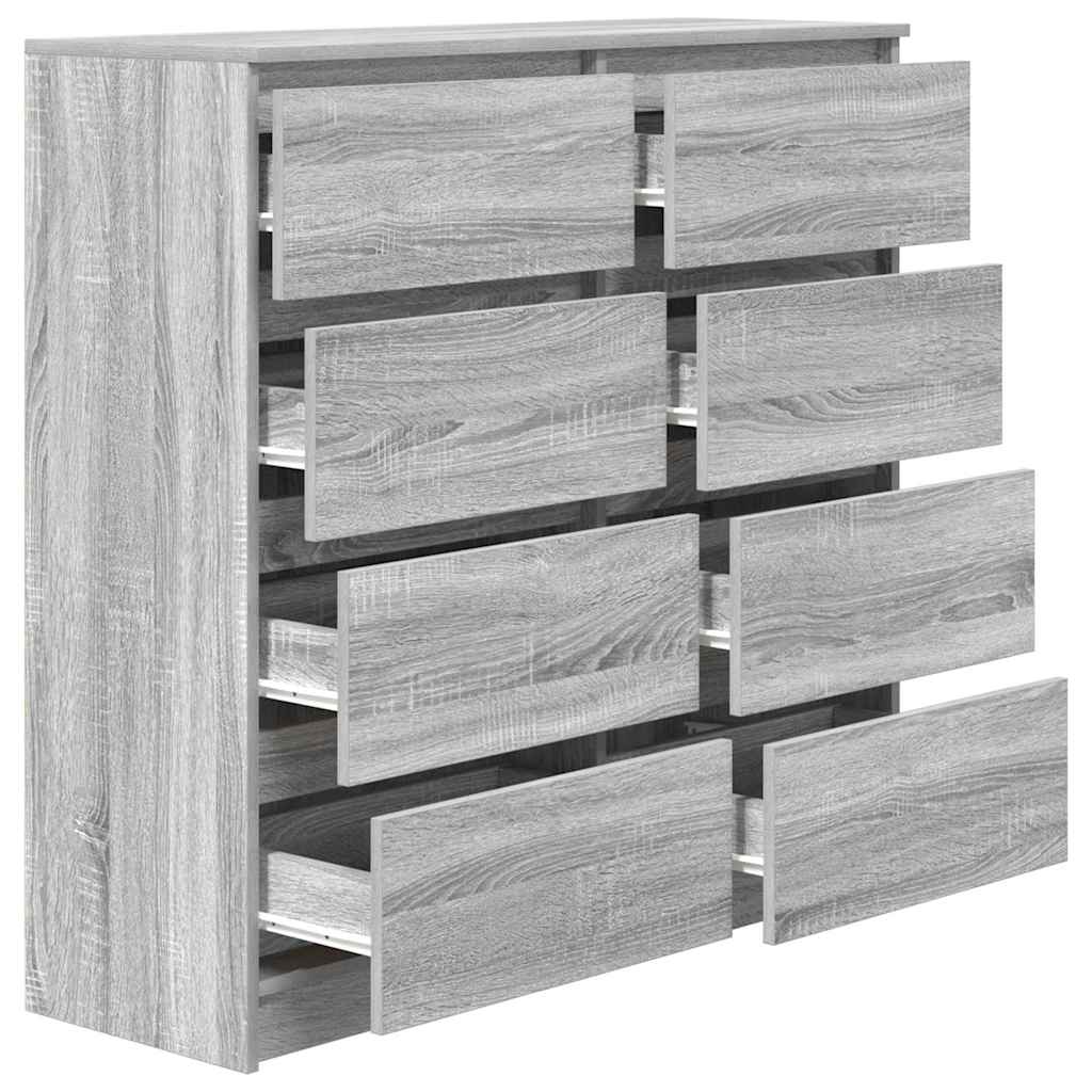 vidaXL Dressoir 100x35x99 cm spaanplaat zwart eikenkleurig - Aashly