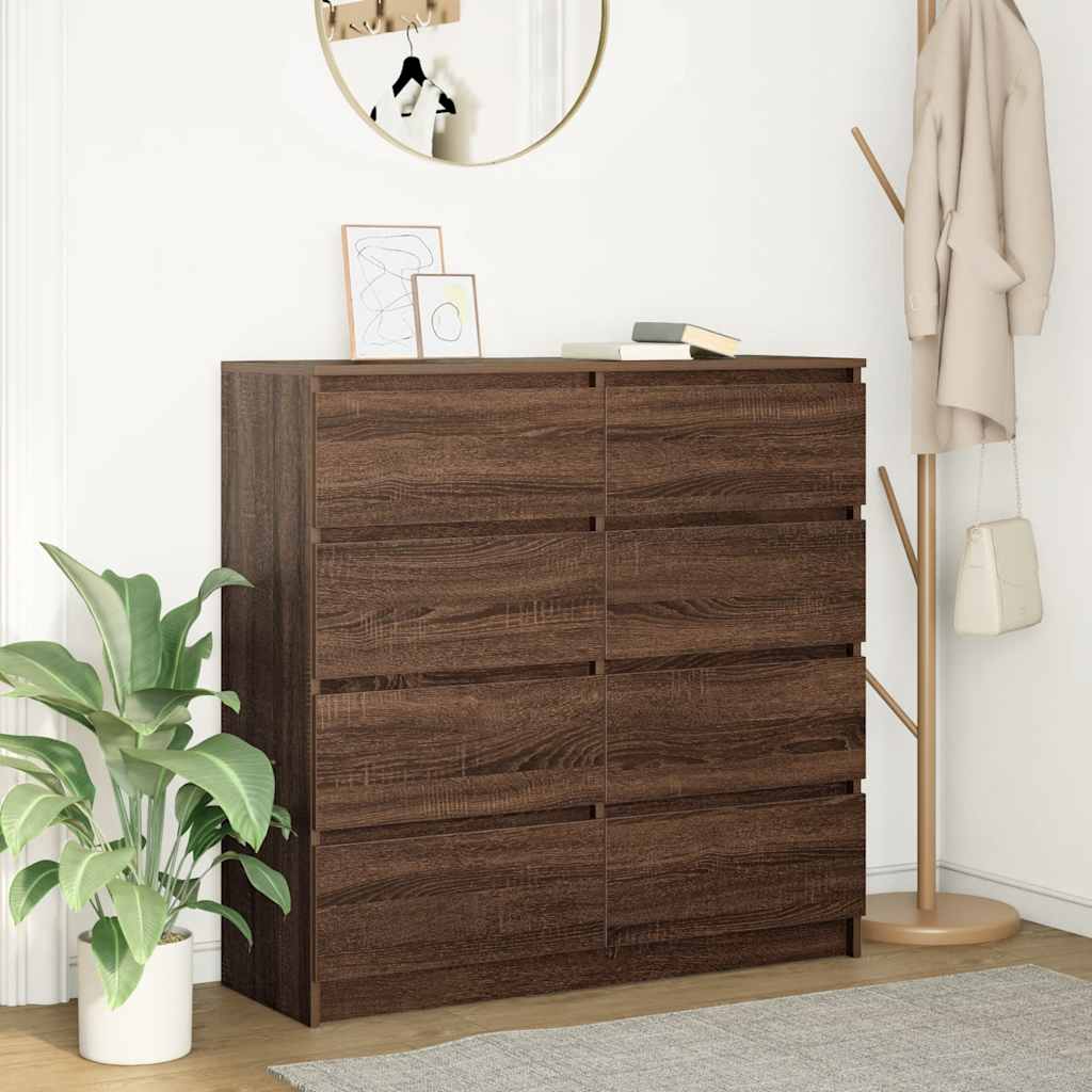 vidaXL Dressoir 100x35x99 cm spaanplaat zwart eikenkleurig - Aashly