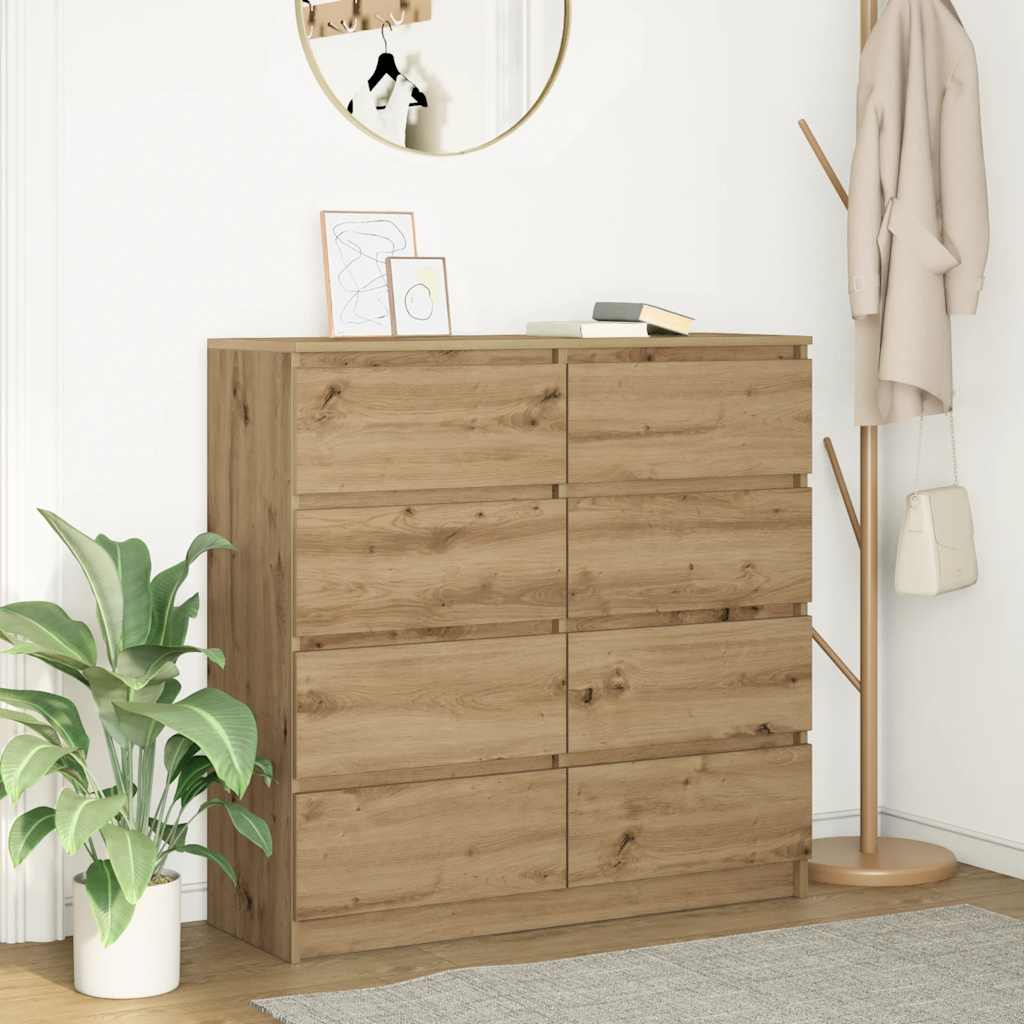 vidaXL Dressoir 100x35x99 cm spaanplaat zwart eikenkleurig - Aashly