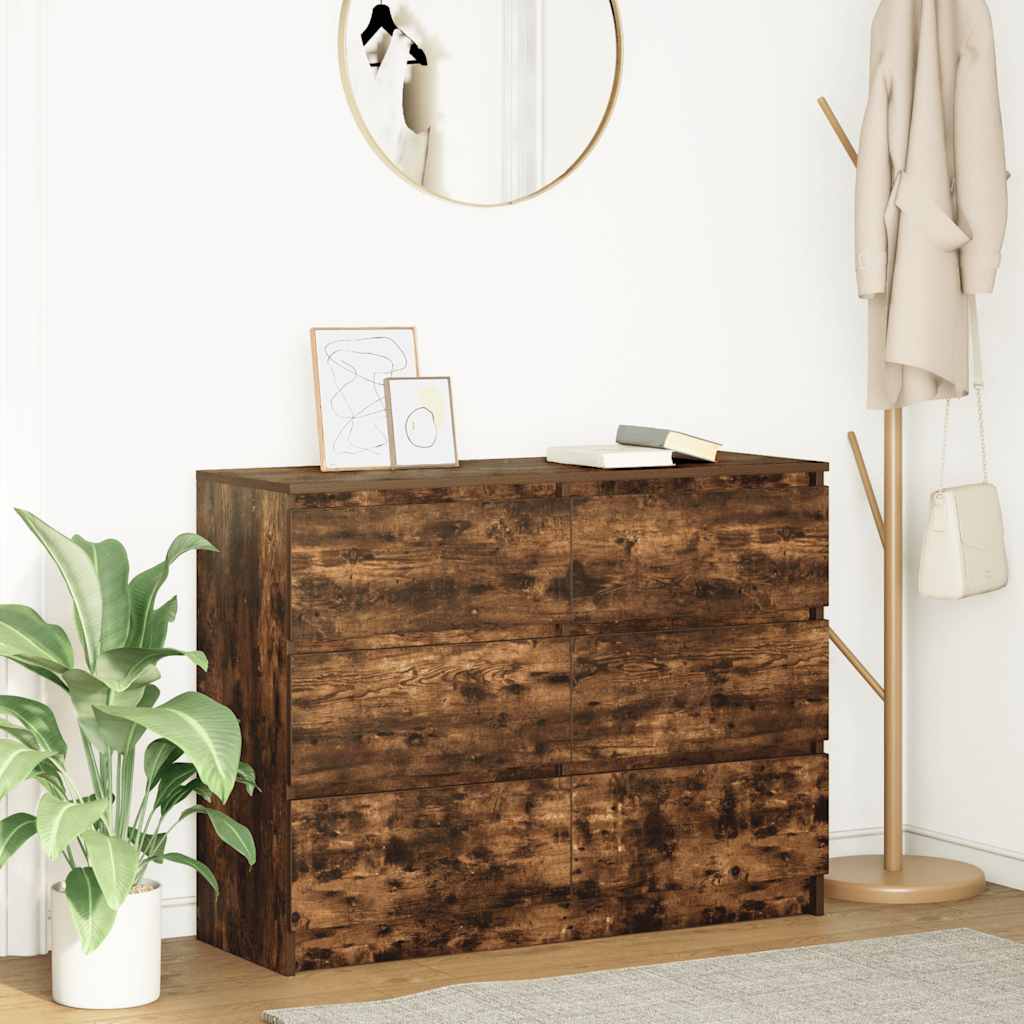 vidaXL Dressoir 100x35x76 cm spaanplaat zwart eikenkleurig - Aashly