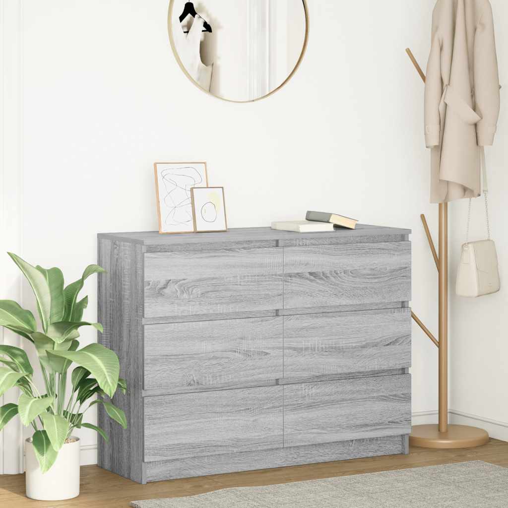 vidaXL Dressoir 100x35x76 cm spaanplaat zwart eikenkleurig - Aashly