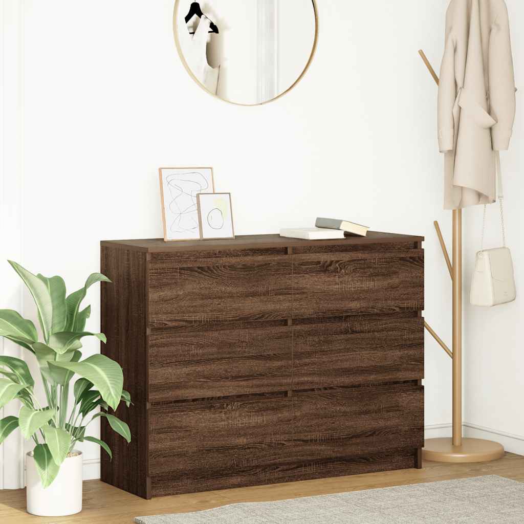 vidaXL Dressoir 100x35x76 cm spaanplaat zwart eikenkleurig - Aashly