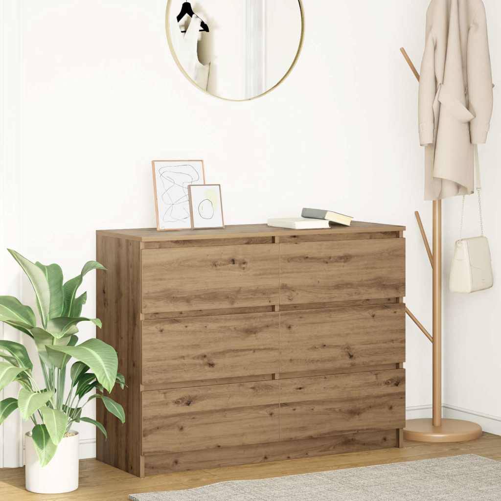 vidaXL Dressoir 100x35x76 cm spaanplaat zwart eikenkleurig - Aashly