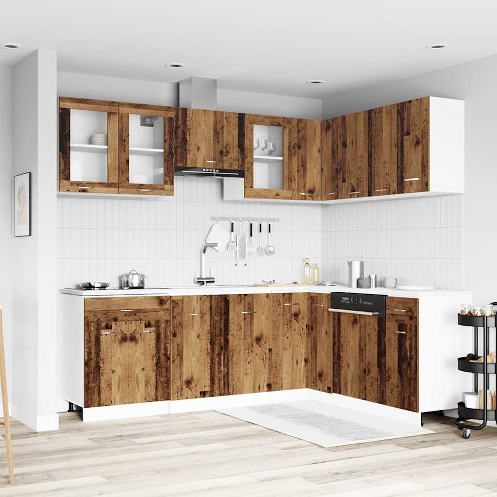 vidaXL 11-delige Keukenkastenset Lyon bewerkt hout artisanaal eiken - Aashly