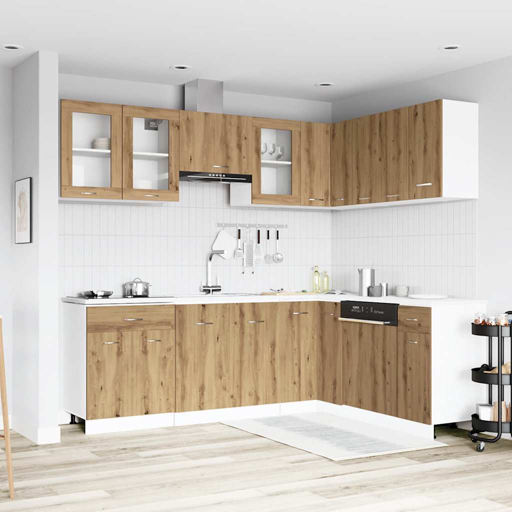 vidaXL 11-delige Keukenkastenset Lyon bewerkt hout artisanaal eiken - Aashly