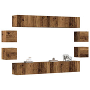 vidaXL 8-delig Tv-meubelset wandmontage bewerkt hout oud houtkleurig