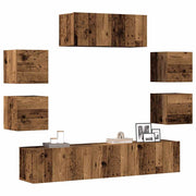 vidaXL 7-delig Tv-meubelset wandmontage bewerkt hout artisanaal eiken - Aashly