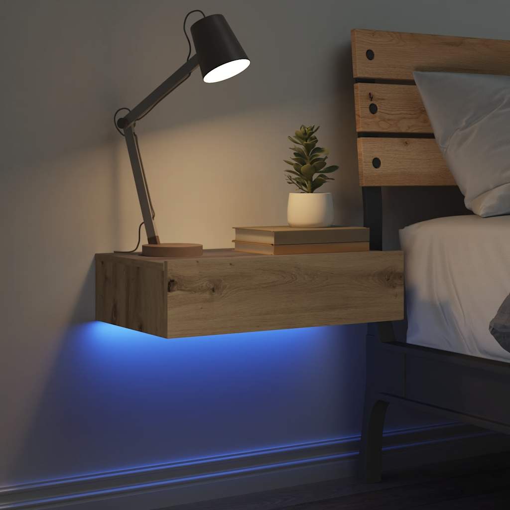 vidaXL Nachtkastje 60x35 cm bewerkt hout artisanaal eikenkleur