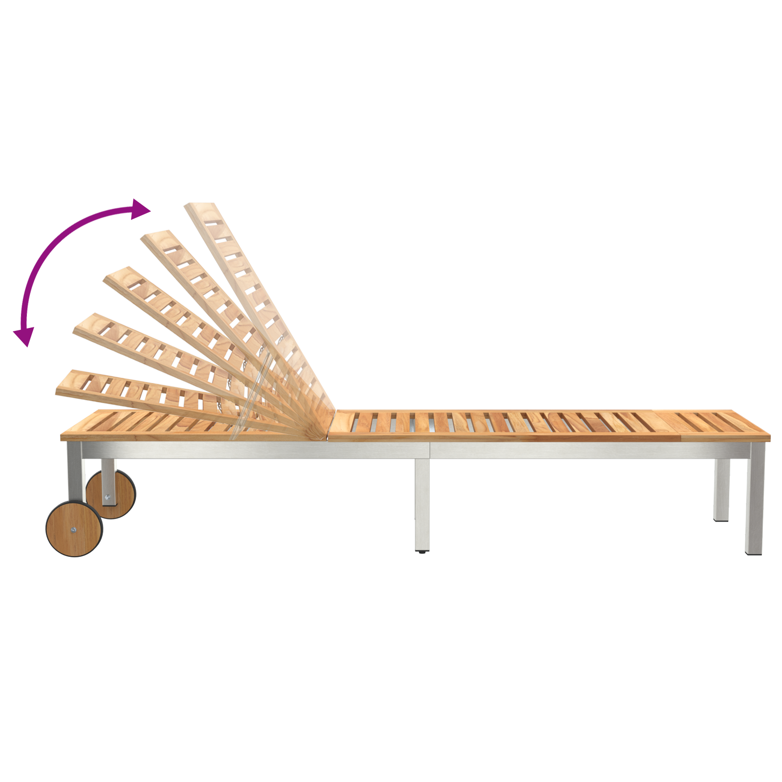 vidaXL Zonnebedden 2 stuks met Tafel Massief Acaciahout