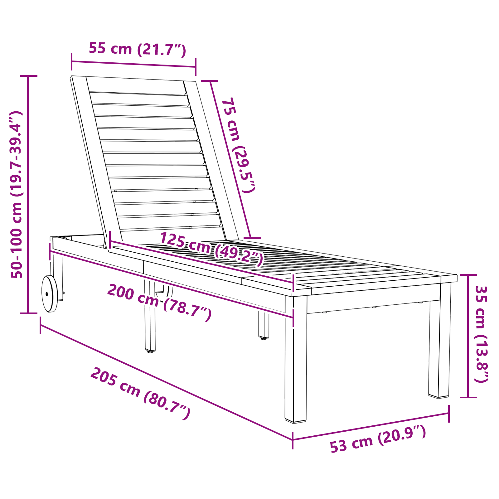 vidaXL Zonnebedden 2 stuks met Tafel Massief Acaciahout