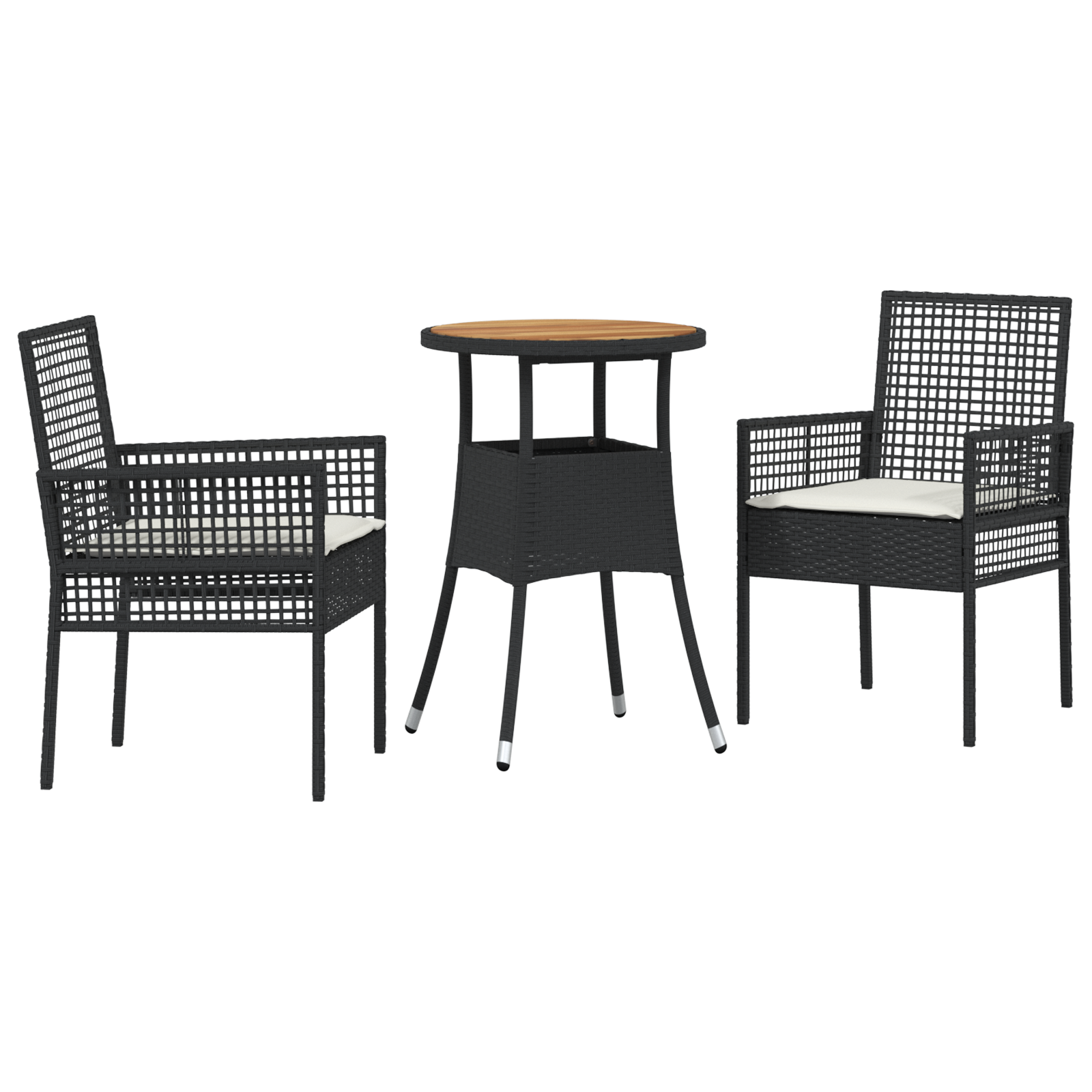 vidaXL 3-Delige Tuin Eetset Zwart Poly Rattan