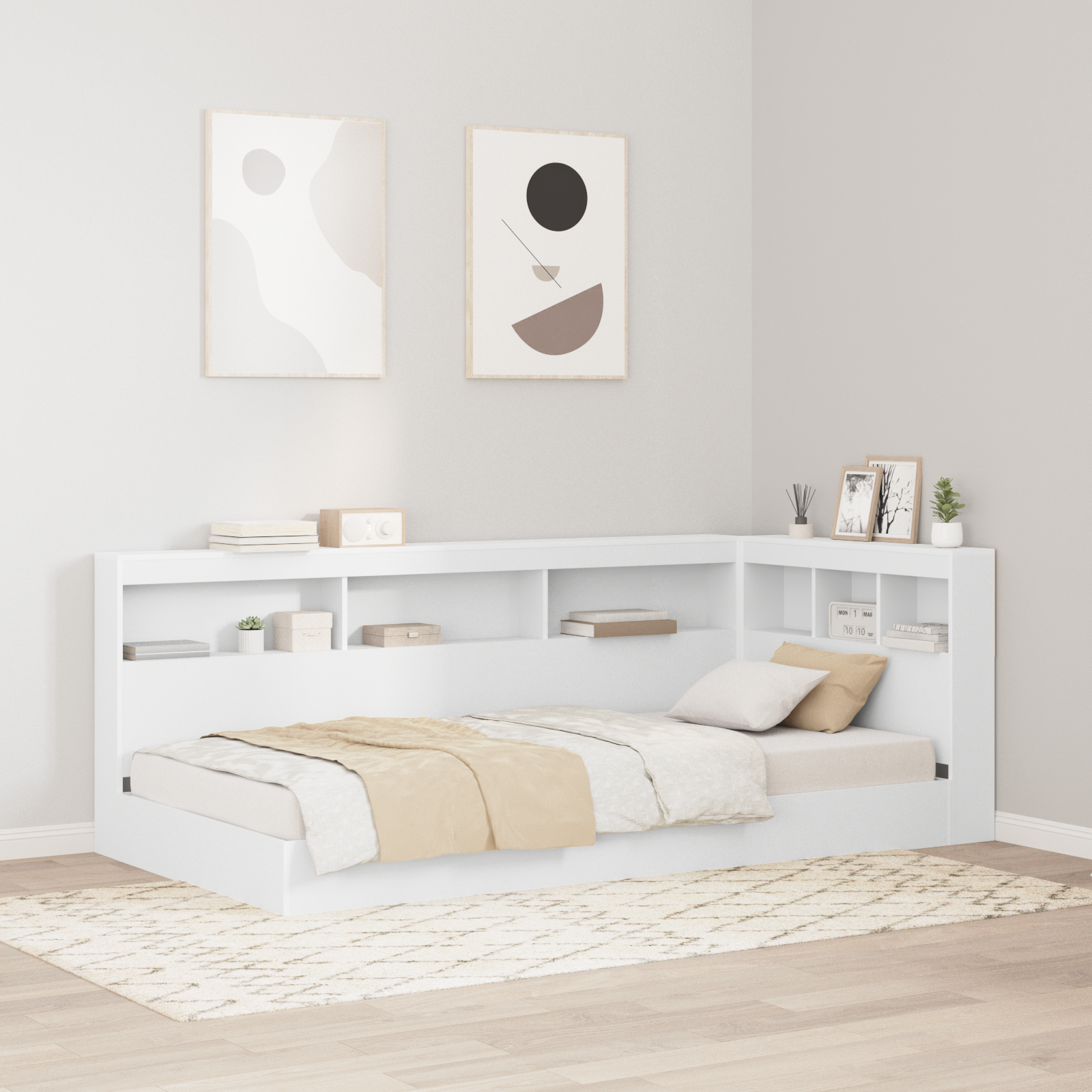 vidaXL Boekenkast Bed Wit 90x200 cm Houtcomposiet