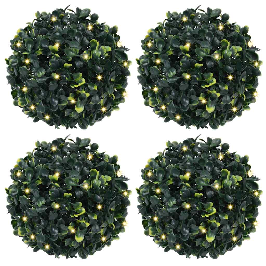 vidaXL Kunstbuxusballen met LED-verlichting 2 st 45 cm groen - Aashly
