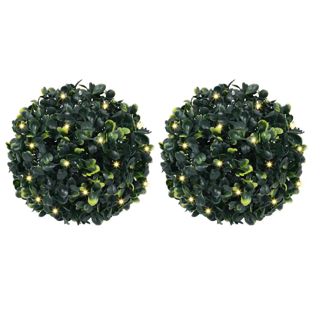 vidaXL Kunstbuxusballen met LED-verlichting 2 st 45 cm groen - Aashly