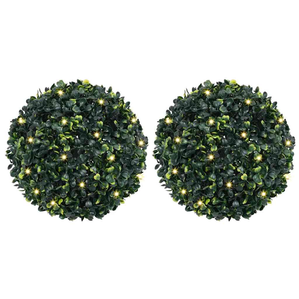 vidaXL Kunstbuxusballen met LED-verlichting 2 st 45 cm groen - Aashly