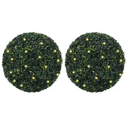 vidaXL Kunstbuxusballen met LED-verlichting 2 st 45 cm groen - Aashly