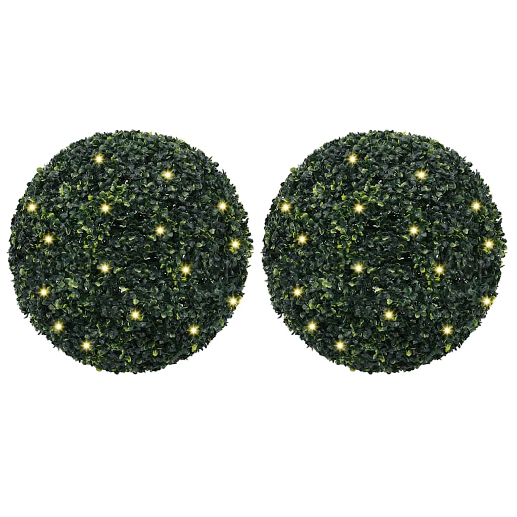 vidaXL Kunstbuxusballen met LED-verlichting 2 st 45 cm groen - Aashly