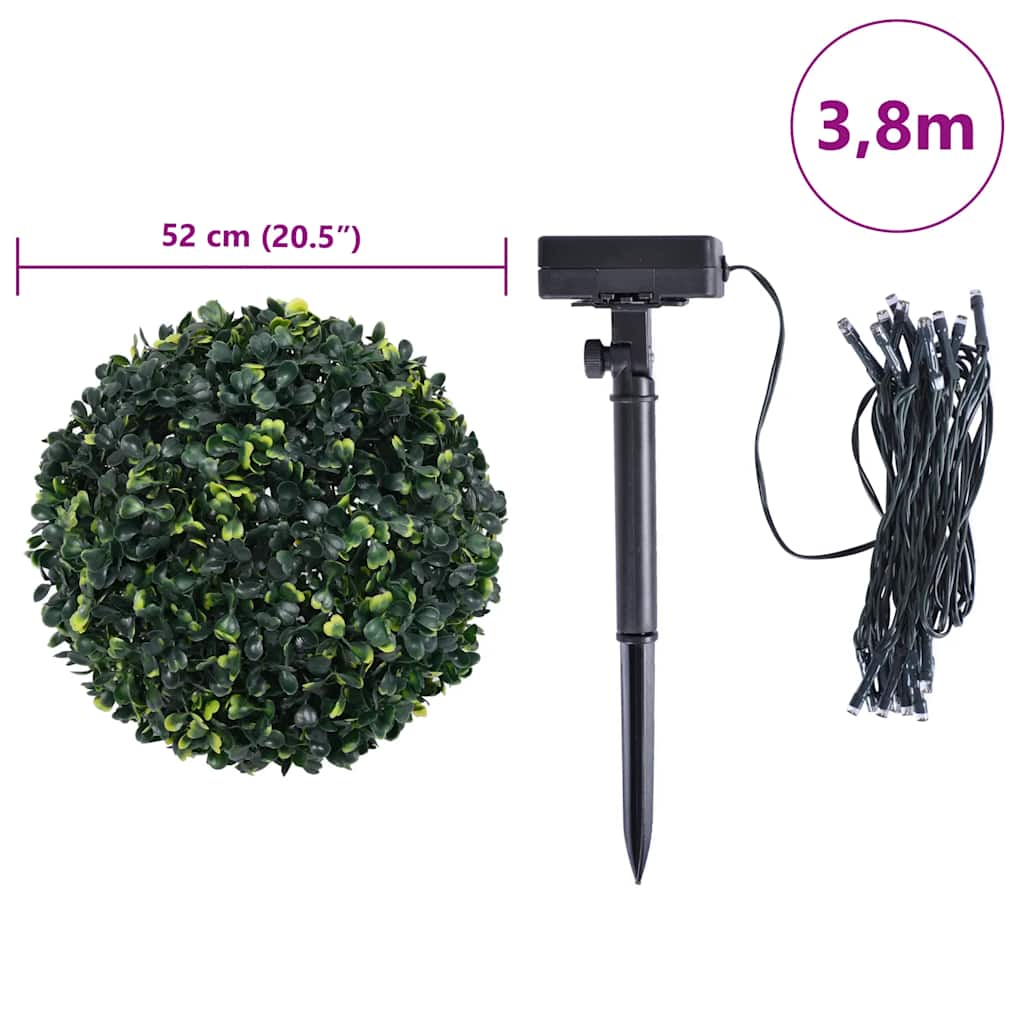 vidaXL Kunstbuxusballen met LED-verlichting 2 st 45 cm groen - Aashly