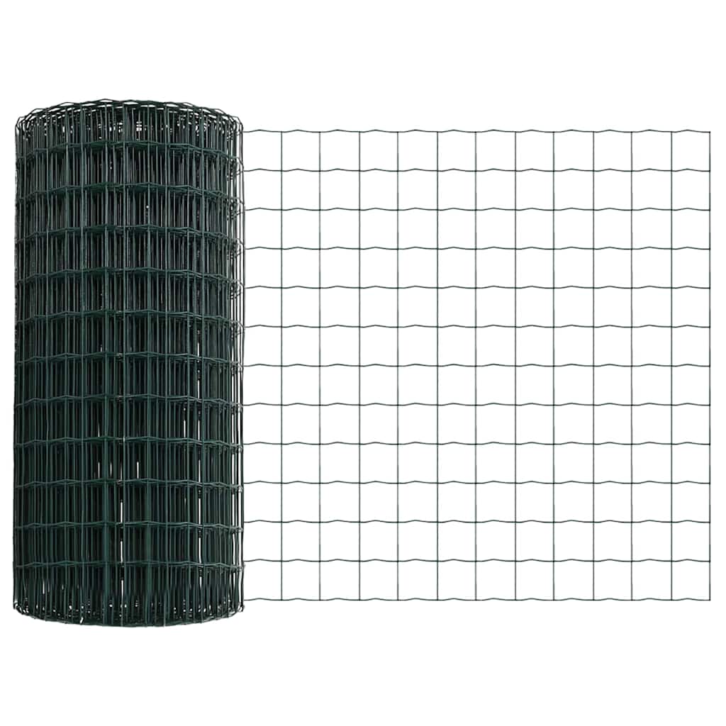 vidaXL Euro Hek met 5 U-Palen Groen 0.4x10 m Staal