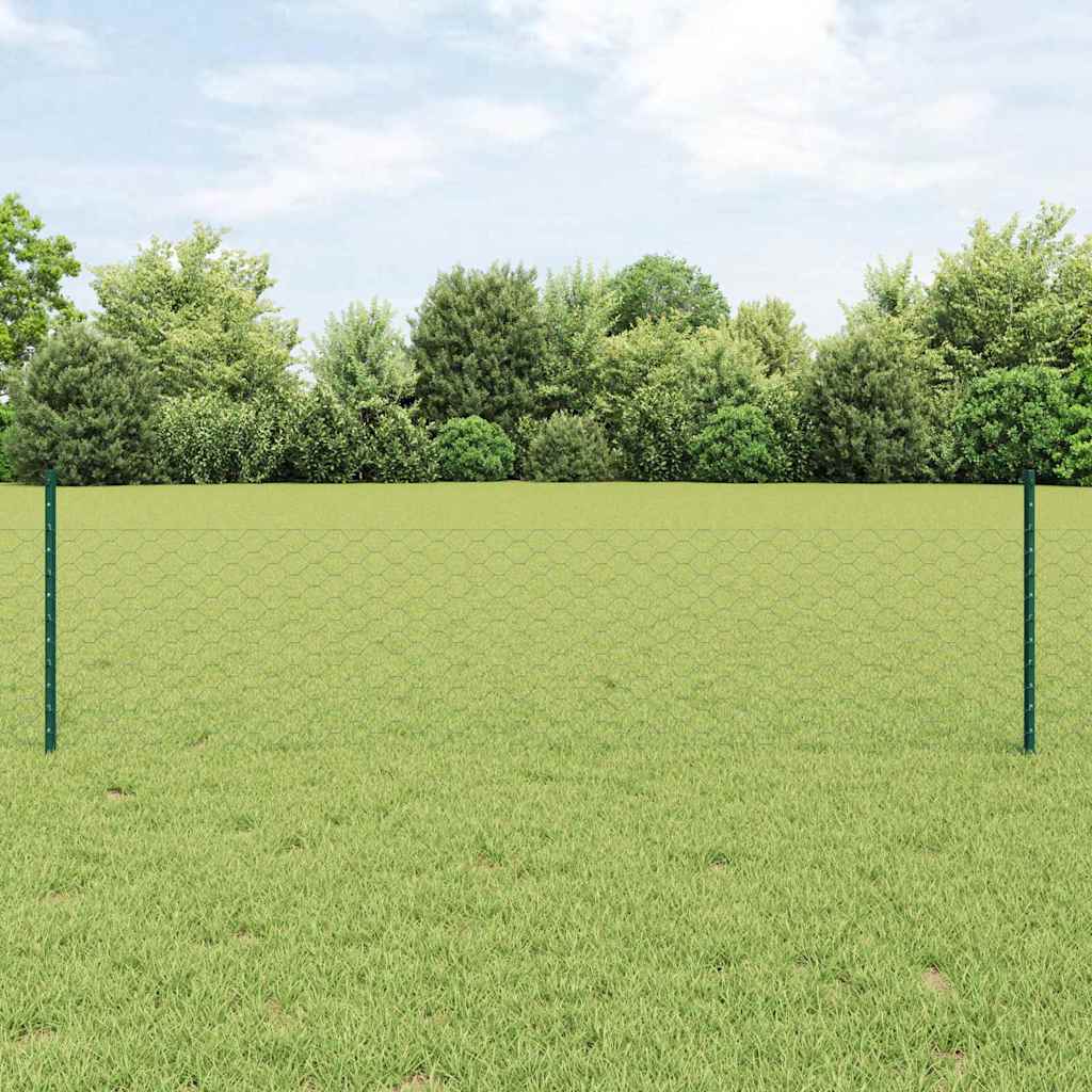vidaXL Euro Hek met 5 U-Palen Groen 0.4x10 m Staal