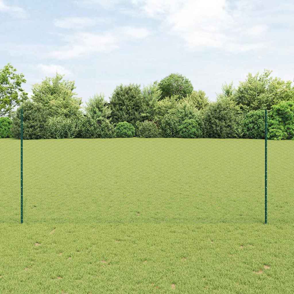vidaXL Euro Hek met 5 U-Palen Groen 0.4x10 m Staal