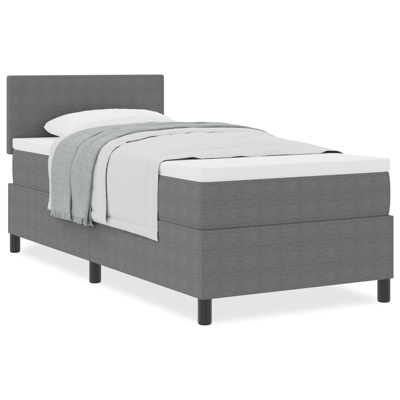 vidaXL Boxspring Bed met Matras Donkergrijs 90x200 cm Corduroy Stof