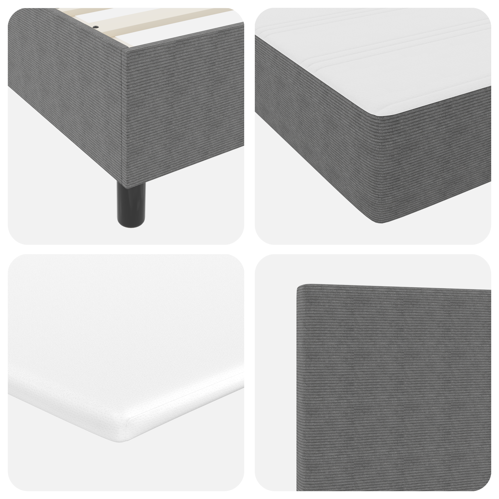 vidaXL Boxspring Bed met Matras & LED Crème 100x200 cm Corduroy Stof