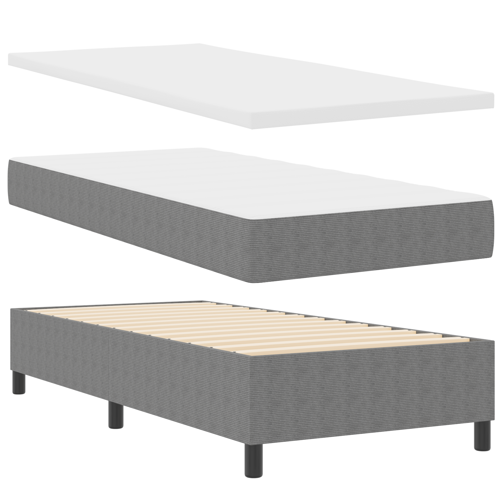 vidaXL Boxspring Bed met Matras & LED Crème 100x200 cm Corduroy Stof