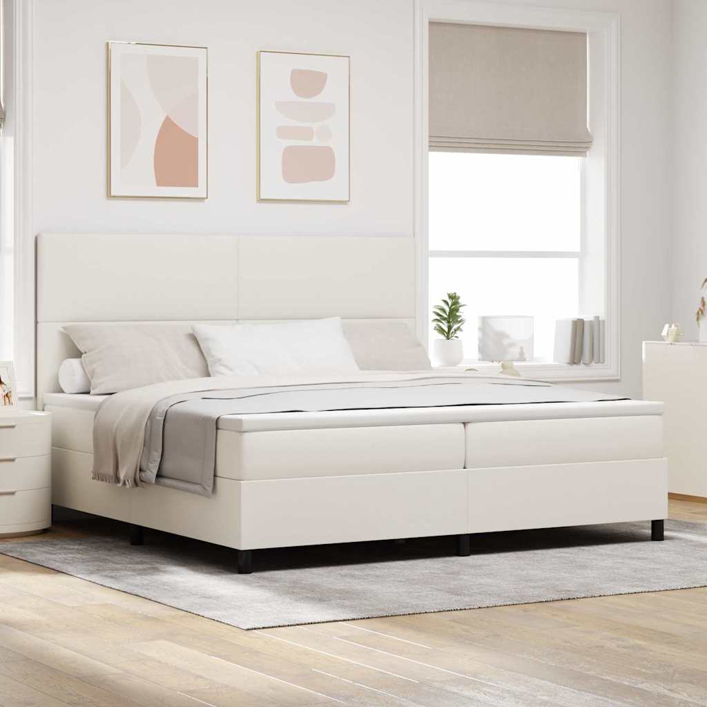 vidaXL Boxspring Bed met Matras & LED Crème 100x200 cm Corduroy Stof