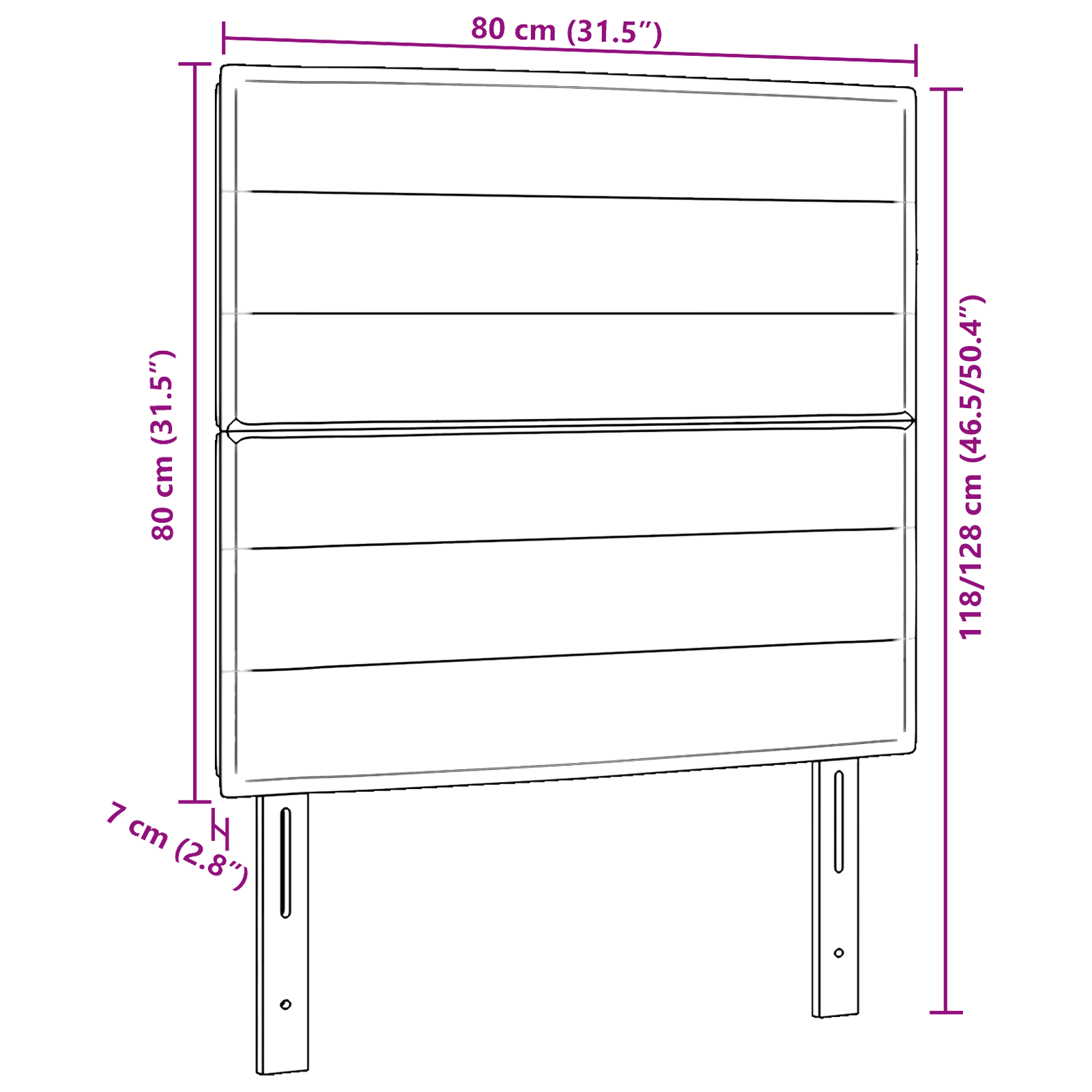 vidaXL Hoofdbord Lijnen Ontwerp Lichtgrijs 80 cm Stof