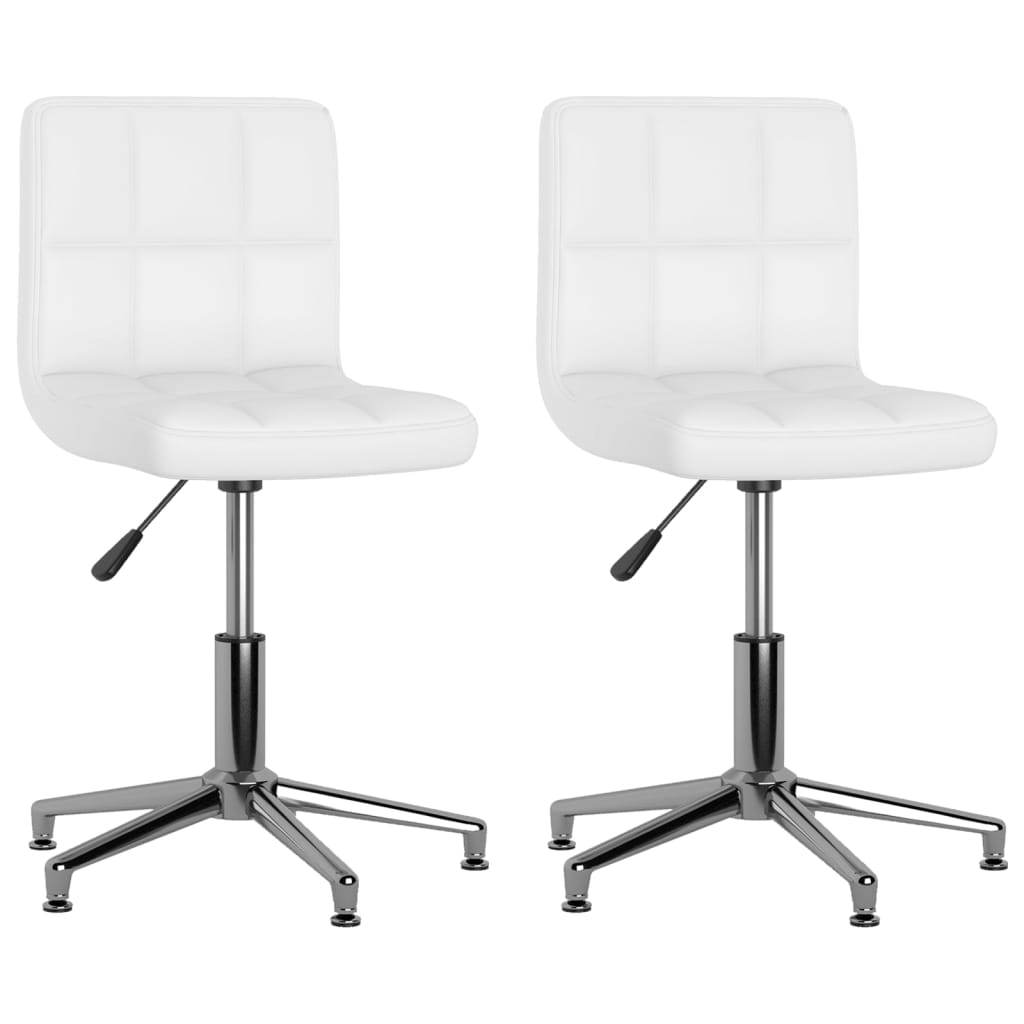 vidaXL Eetkamerstoelen draaibaar 2 st kunstleer wit