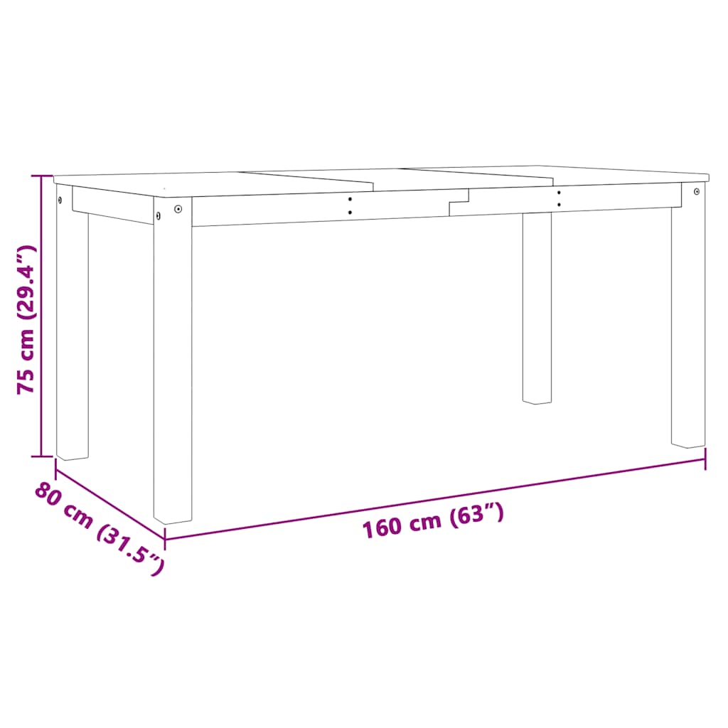 vidaXL 5-delige Eethoek Panama massief grenenhout - Aashly
