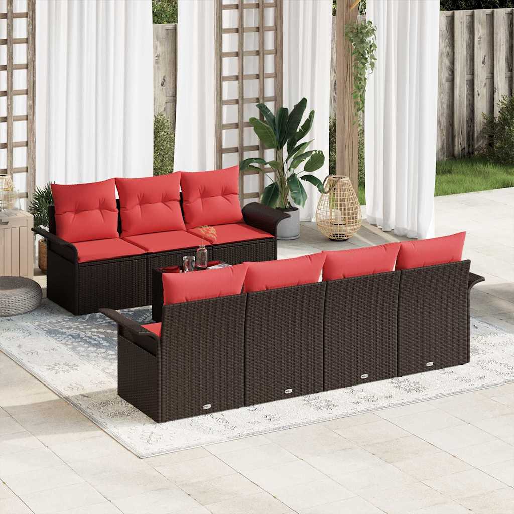vidaXL Tuin Sofa Set met kussen 8 pcs Zwart poly rattan
