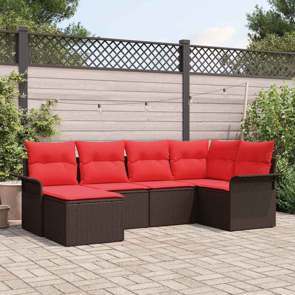 vidaXL Tuin Sofa Set met kussen 6 pcs Zwart poly rattan
