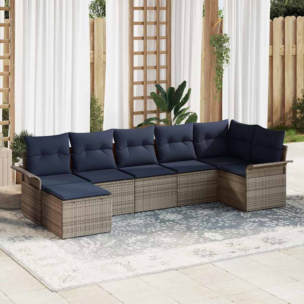 vidaXL Tuin Sofa Set met kussen 8 pcs Zwart Poly riet