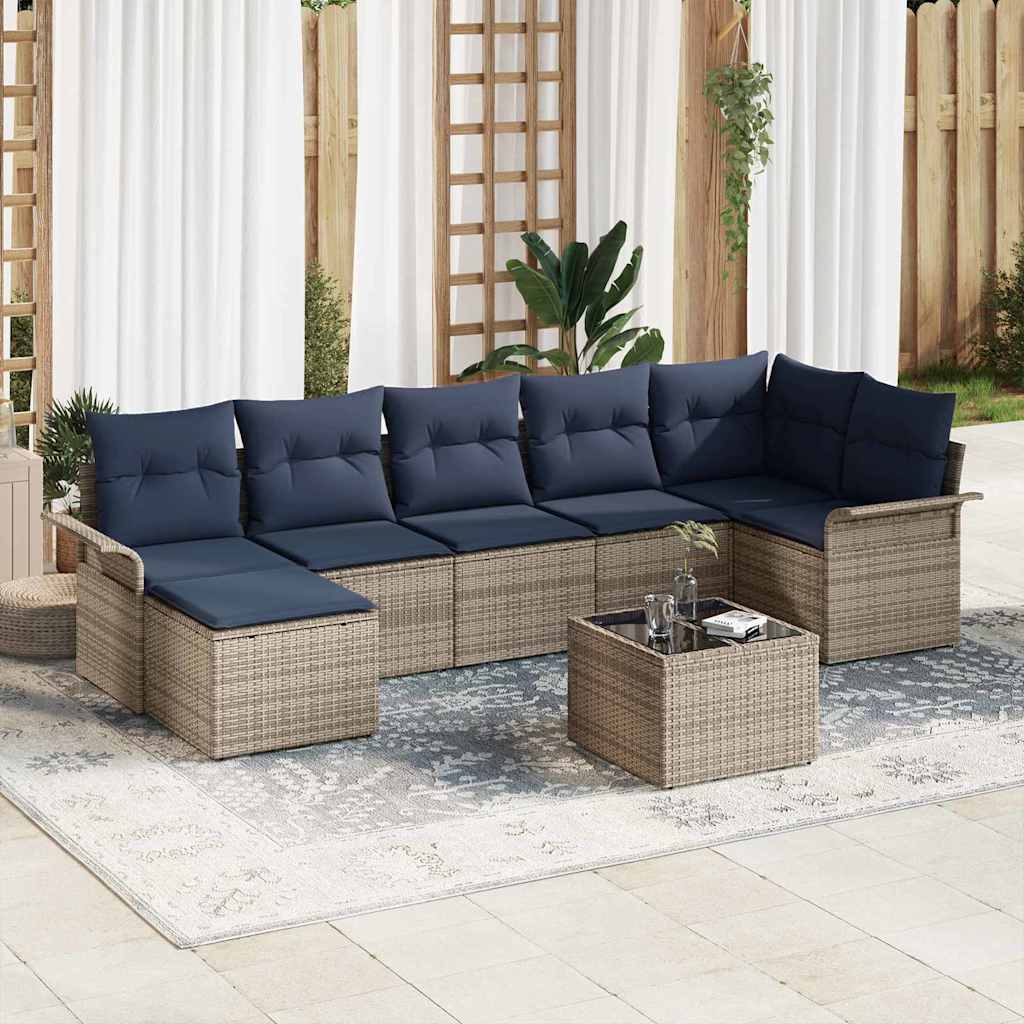 vidaXL Tuin Sofa Set met kussen 8 pcs Zwart Poly riet