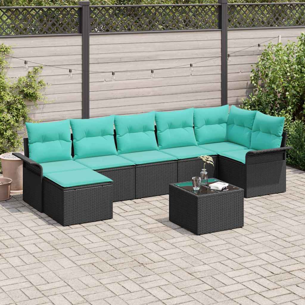 vidaXL Tuin Sofa Set met kussen 8 pcs Zwart Poly riet