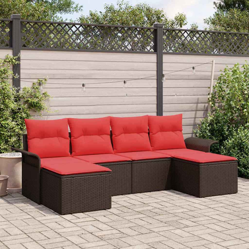 vidaXL Tuin Sofa Set met kussen 6 pcs Zwart poly rattan