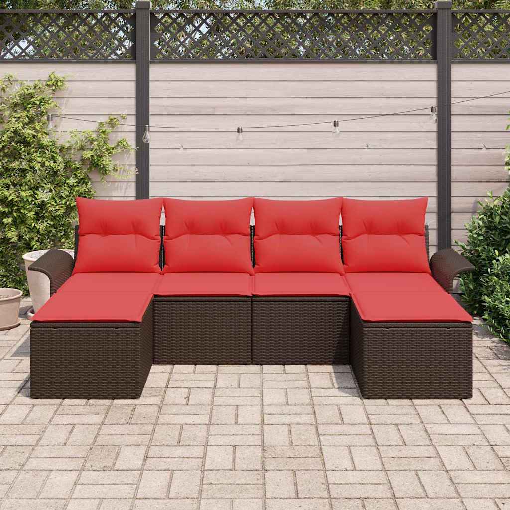 vidaXL Tuin Sofa Set met kussen 6 pcs Zwart poly rattan