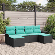vidaXL Tuin Sofa Set met kussen 6 pcs Zwart poly rattan