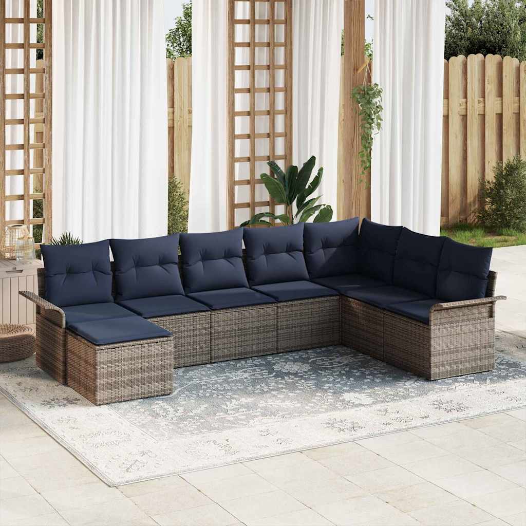 vidaXL Tuin Sofa Set met kussen 9 pcs Zwart poly rattan