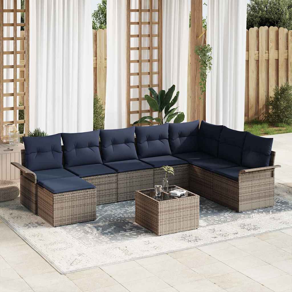 vidaXL Tuin Sofa Set met kussen 9 pcs Zwart poly rattan