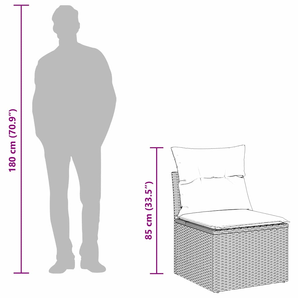 vidaXL Tuin Sofa Set met kussen 9 pcs Zwart poly rattan