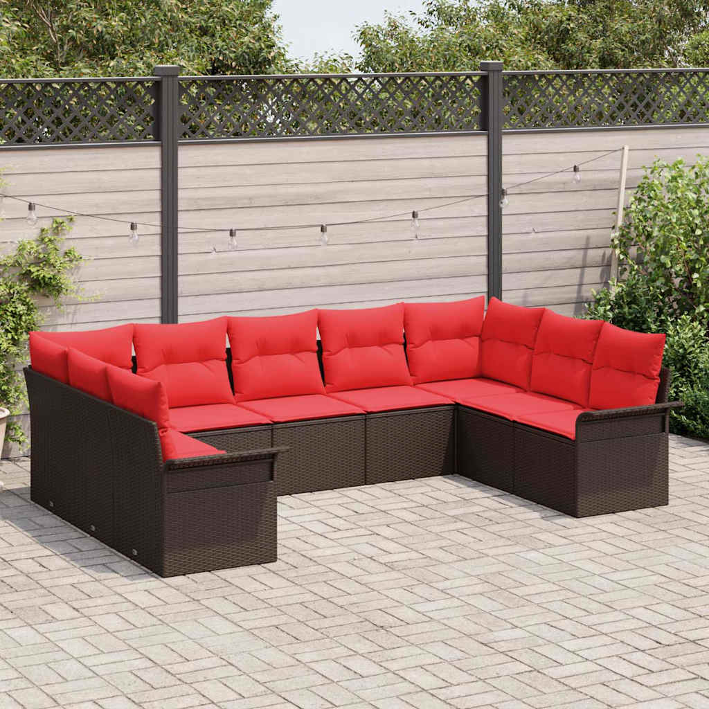 vidaXL Tuin Sofa Set met kussen 9 pcs Zwart poly rattan