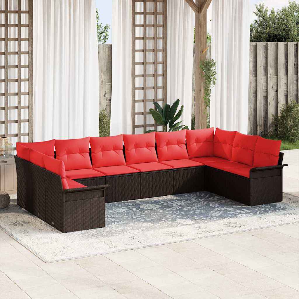 vidaXL Tuin Sofa Set met kussen 11 pcs Zwart Poly riet