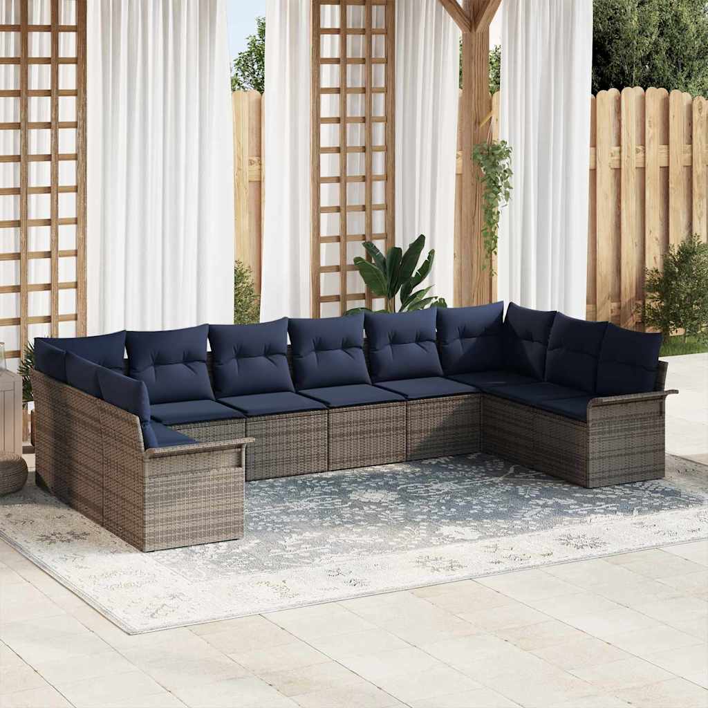 vidaXL Tuin Sofa Set met kussen 11 pcs Zwart Poly riet