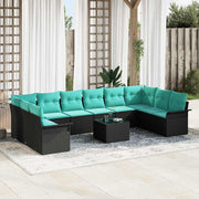 vidaXL Tuin Sofa Set met kussen 11 pcs Zwart Poly riet