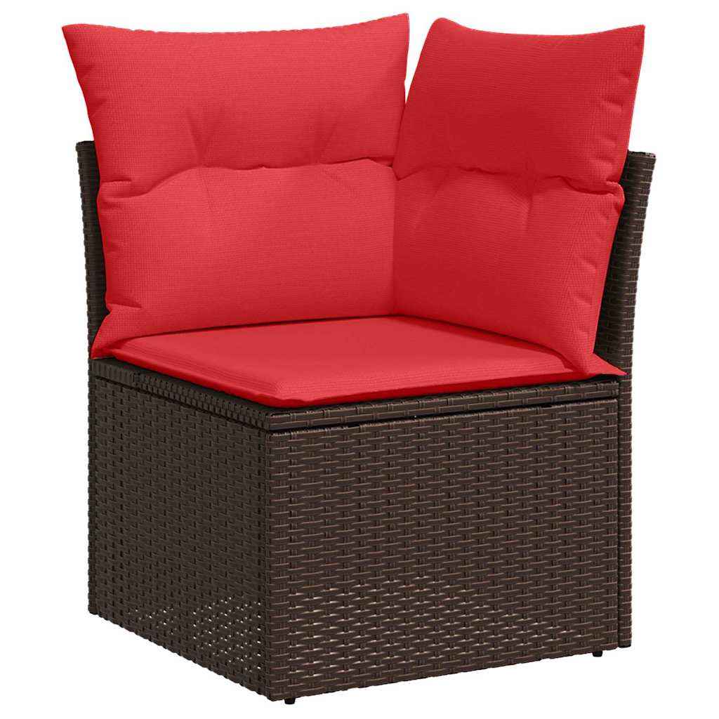 vidaXL Tuin Sofa Set met kussen met opslag 9 pcs Bruin poly rattan