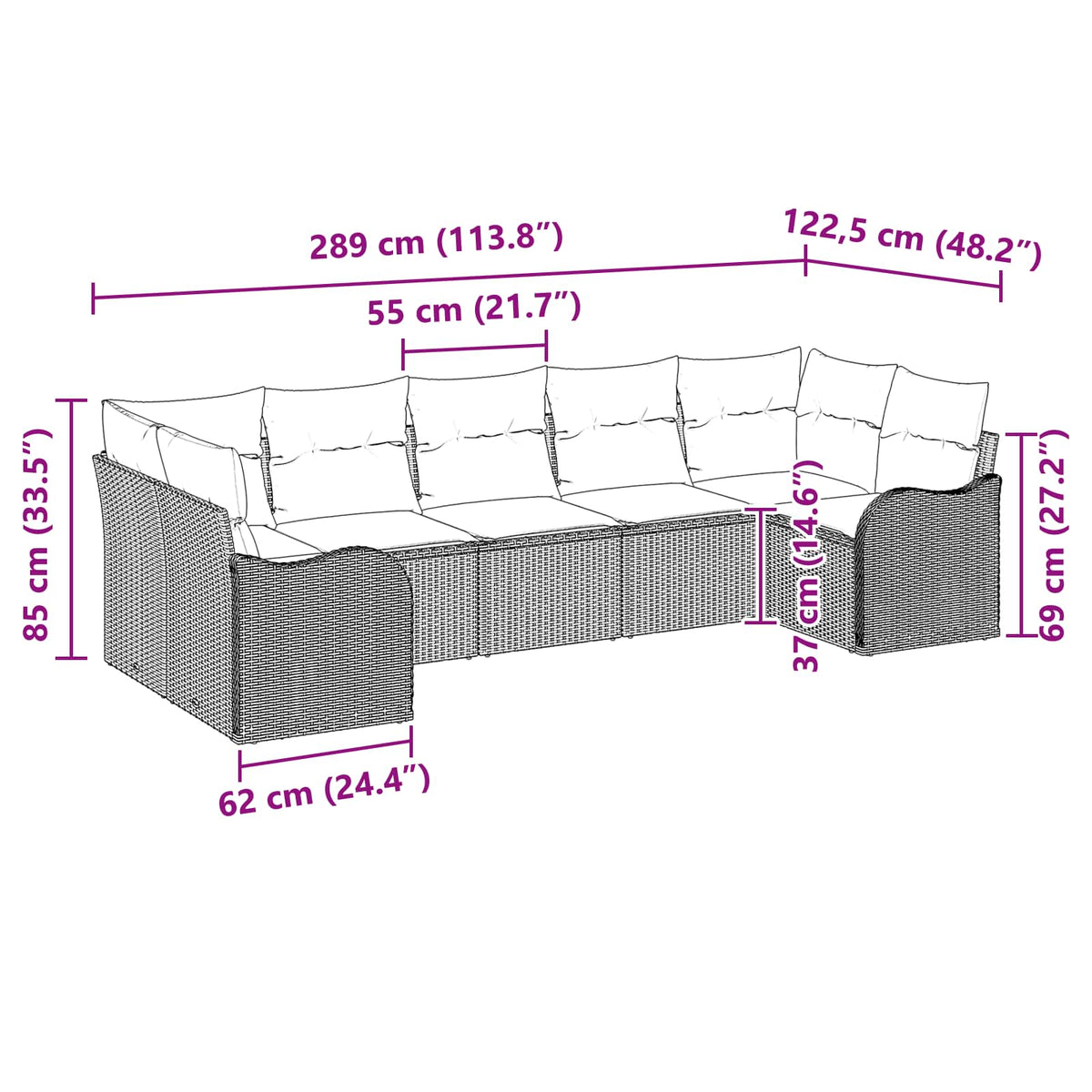 vidaXL Tuin Sofa Set Bruin poly rattan